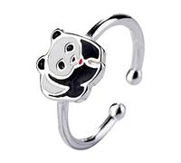 Korean Version Small Panda Rings Cute Animal Retro Open Rings Full Finger Ring Lovely Rings for Women Girls Oil Dripping Small Panda Ring