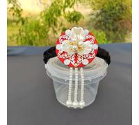 Korean Version Tassel Flower Hairband, Traditional Classical Ethnic Style Headdress Hair Hoop(Style1-Red)