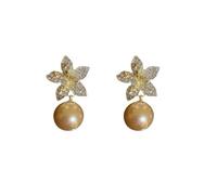Korean vintage style floral earrings pearl literary temperament