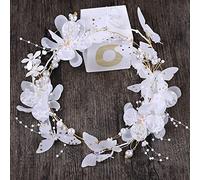 Korean white handmade pearl silk flower headdress bridesmaid bride wedding hair accessories headband
