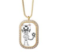 korean white tiger football Necklace Pendant Diamond Crystal Golden Jewelry