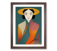 Korean Woman Framed Print | A2 Walnut Framed Wall Art | Ready to Hang | Modern Nature Picture | Living Room Bedroom Lounge Office