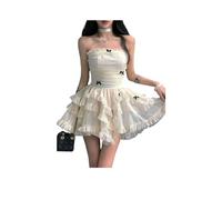 Korean Y2k Black Mini Dress for Women Summer Casual Tulle Bralette Sleeveless Lolita Birthday Cake Puff Female Clothes