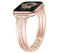 KOREDA Compatible for Apple Watch Band 38mm 40mm 41mm 42mm 44mm 45mm 46mm 49mm Series 10 9 8 7 SE Ultra Women, Slim Metal Dressy Jewelry Bracelet with Bling Diamond for iWatch Series 6/5/4/3/2/1