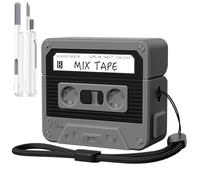 KOREDA Compatible with AirPods 4 Case Cover, Funny Cassette Tape Design Case for Airpods 4th Generation 2024, Cute Cartoon Fashion Silicone Protective Case for Women Men (Black)