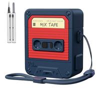 KOREDA Compatible with AirPods Case Cover with Cleaner Kit, Funny Cassette Tape Design Case for AirPod 1st/2nd Generation, Cute Cartoon Silicone Protective Case for Apple AirPods