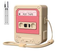 KOREDA Compatible with AirPods Case Cover with Cleaner Kit, Funny Cassette Tape Design Case for AirPod 1st/2nd Generation, Cute Cartoon Silicone Protective Case for Apple AirPods