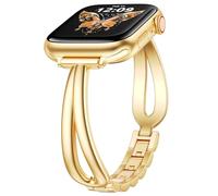 KOREDA Slim Gold Band Compatible with Apple Watch Band 38mm 40mm 41mm 42mm 44mm 45mm 46mm Women, Slim Metal Dressy Jewelry Bracelet with Bling Diamond for iWatch Bands Series 10 9 8 7 6 5 4 3 SE Ultra