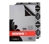 Kores - Black Carbon Paper for Typewriting, No Smearing and Reusable, School and Office Supplies, Format A4, 21 x 29.7 cm, Pack of 100 Sheets, Typewriting, Black, 100 Sheets