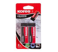 Kores - Black PVC Rubber Erasers - KE-20 Block Shape Erasers with Paper Sleeve - 60 x 21 x 10mm - School Supplies, Back to School, Cute Stationary, Office Supplies - Pack of 2