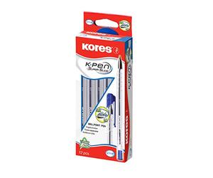 Kores - Blue Ballpoint Pens - K11, 1mm, Ergonomic Triangular Shape, Chrome Tip, Soft Glide Ink - Back to School Supplies, Crafts and Writing Pens, Pens Multipack - Pack of 12