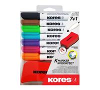 Kores - Blue Whiteboard Marker Pens - K-Marker XW1, Round Tip with Low-Odour Ink - Dry Wipe Marker Pens - Back to School Supplies, Office Supplies - Pack of 12