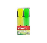 Kores Bright Liner Highlighter Pens, Chisel Tip, Yellow / Green (Pack of 2), 36121