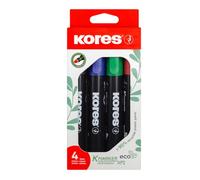 Kores - Coloured Permanent Marker Pens - K-Marker XP1 Eco, Bullet Tip, Contains Recycled Materials - Waterproof Marker Pens for All Surfaces - School Supplies, Office Supplies, Marker Pen - Pack of 4