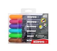Kores - Coloured Permanent Marker Pens - K-Marker XP1, Round Tip with Low-Odour Ink - Waterproof Marker Pens for All Surfaces - Back to School Supplies, Office Supplies - Pack of 6 in Assorted Colours