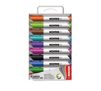 Kores - Coloured Whiteboard Marker Pens - K-Marker XW2, Chisel Tip with Low-Odour Ink - Dry Wipe Marker Pens - Back to School Supplies, Office Supplies - Pack of 10 Assorted Colours