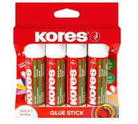 Kores - Glue Stick - Strong Hold White Adhesive Craft Glue, Safe, Non-Toxic - Back to School Stationery, Stationery Supplies, Office Supplies - Multipack of 4 x 20g