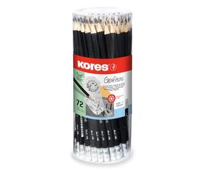 Kores - Grafitos: HB Graphite Pencils for Kids and Adults with Soft Lead and Eraser Tip, Hexagonal Shape, School and Office Supplies for Writing, Drawing and Sketching, Pack of 72