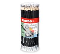 Kores - Grafitos: HB Graphite Pencils for Kids and Adults with Soft Lead and Eraser Tip, Hexagonal Shape, School and Office Supplies for Writing, Drawing and Sketching, Pack of 72