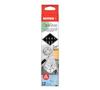 Kores - Graphite Pencils Set - Grafitos Pencils, HB, Soft, Triangular - Drawing Pencils, HB Pencils, Pencil Set, Art Supplies - Pack of 12 Pencils with Rubber