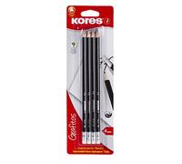 Kores - Graphite Pencils Set - Grafitos Pencils, HB, Soft, Triangular - Drawing Pencils, HB Pencils, Pencil Set, Art Supplies, Revision Supplies - Pack of 4 Pencils with Rubber