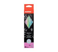 Kores - Graphite Pencils Set - Grafitos Style, HB, Soft, Triangular - School Supplies, Drawing Pencils, HB Pencils, Art Supplies - Pack of 6 with Eraser