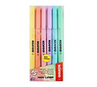 Kores - Highlighter Pens - High Liner Pastel, Water Based-Ink Highlighter Pens with Ergonomic Shape - Office and Stationery Supplies, Revision Supplies - Set of 6 Assorted Colours