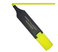 Kores Highlighter Pens, YELLOW, Chisel Tip, Pack of 1, SmoothPLUS Fluorescent Smooth Markers, Highlights Underlines, PATEL Black Ball Pen