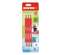 Kores - Jumbo Graphite Pencils for Kids - Coach, Soft HB Lead and Eraser Tip Wooden - Ergonomic Shape - Back to School Supplies, Pencil Set - Pack of 3