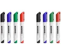 Kores - K-Marker XW2: Coloured Whiteboard Marker Pens with Chisel Tip, Dry Wipe and Low-Odour Ink, School and Office Supplies, Set of 4 Assorted Colours (Pack of 2)