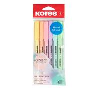 Kores - Pastel-Themed, Blue Ink Ballpoint Pens - K0R-M Pastel Pens, 1mm, Triangular, Blue Semi-Gel Ink - Revision Supplies, Crafts and Writing Pens, Pens Multipack - Set of 6