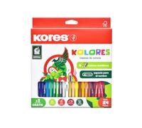 Kores - Kolores, 24 Triangular Shape Colouring Pencils - Coloured Pencils with Soft Lead, FSC Wood - Revision Supplies - Set of 24 Assorted Colouring Pencils in Carton Case with Sharpener