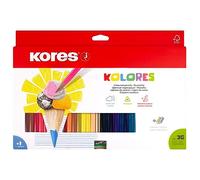 Kores - Kolores, 36 Triangular Shape Colouring Pencils - Coloured Pencils with Soft Lead, FSC Wood - Revision Supplies - Set of 36 Assorted Colouring Pencils in Carton Case with Sharpener