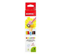 Kores - Kolores, 6 Triangular Shape Colouring Pencils - Coloured Pencils with Soft Lead, Triangular Shape, FSC Wood - Back to School Supplies - Set of 6 Assorted in Carton Case
