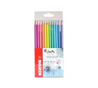 Kores - Kolores Pastel 12 Colouring Pencils, Triangular Shape - Coloured Pencils with Pastel Shades for White, Dark and Craft Paper - Set of 12 Assorted Colours, Pack of 1