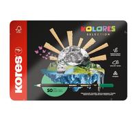 KORES - Kolores Selection, 50 Triangular Shape Colouring Pencils - Coloured Pencils with Soft Lead, Triangular Shape, FSC Wood - Back to School Supplies - Set of 50 Assorted in Metal Case