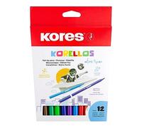 Kores Korellos - 12 Coloured Felt Tip Pens - Washable, Fine Tip, Long-Lasting - School Supplies - Set of 12 in Assorted Colours