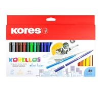 KORES - Korellos - Felt Tip Pens - 24 Coloured Felt Pens - Washable, Conic Tip, Long-Lasting - School Supplies, Back to School Supplies, Colouring Felt Tip Pens - Set of 24 in Assorted Colours