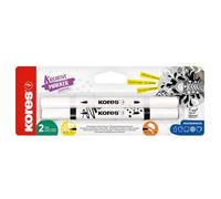 Kores Kreative Acrylic Paint Markers Black and White Set - Dual Tip Brush and Cone Nib for Paper, Wood, Glass, Canvas, Rock, Fabric and Ceramics - Opaque, Permanent Ink, No Shaking - 2 Pens