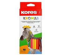 Kores - Kromas: 12 Coloured Pencils for Kids, Beginners and Adults with Soft Lead and Triangular Shape, School Supplies, Set of 12 Assorted Colours