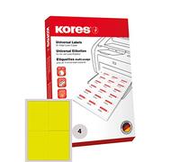 Kores L105148GE 10.5 x 14.85 cm A4 Universal Labels - Yellow (Pack of 100 Sheets)