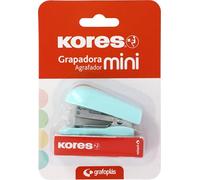 Kores - Mini Stapler Blue Soft + 1000 Staples 24/6, Compatible with 26/6, Capacity 12 Sheets Paper 80g, 6x4.5x3cm, Stapled Distance 17mm, Ideal as Office Supplies, Perfect for School Pencil Case