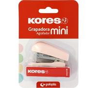 Kores - Mini Stapler Pink Soft + 1000 Staples 24/6, Compatible with 26/6, Capacity 12 Sheets Paper 80g, 6x4.5x3cm, Stapled Distance 17mm, Ideal as Office Supplies, Perfect for School Pencil Case