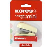 Kores - Mini Stapler Yellow Soft + 1000 Staples 24/6, Compatible with 26/6, Compact Size 6x4.5x3cm, Capacity 12 Sheets Paper 80g, Stapled Distance 17mm, Ideal as Office and School Supplies