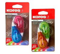 Kores - Mouse Correction Tape - Mini Metallic Style, Roll On Correction, Tape Roller, Instant Correction, 5m x 4,2mm - Back to School Supplies, Strong Correction Tape - Pack of 2 in Assorted Colours