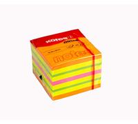 Kores - Multicolour Sticky Notes - Neon Coloured Cubo Summer, Self-Stick Notes, Memo Block, Notepad, School Supplies, Teacher Supplies, Office Supplies - 50 x 50mm, Pack of 1 x 400 Sheets