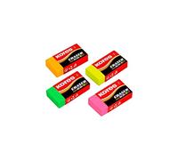 Kores - Neon Coloured PVC Rubber Erasers - KE-30 Pocket Size Block Shape Erasers with Paper Sleeve - 40 x 21 x 10mm - School Supplies, Back to School, Cute Stationary, Office Supplies - Pack of 30