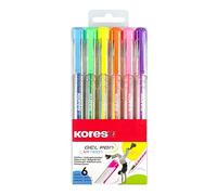 Kores Neon Gel Pens K11, 0.8 mm, Pack of 6 in Assorted Colours