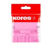 Kores - Neon Magenta Sticky Notes - Coloured, Self-Stick Notes, Memo Block, Notepad, School Supplies, Teacher Supplies, Office Supplies - 75 x 75mm, Pack of 1 x 100 Sheets