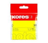 Kores - Neon Yellow Sticky Notes - Coloured, Self-Stick Notes, Memo Block, Notepad, School Supplies, Teacher Supplies, Office Supplies - 75 x 75mm, Pack of 1 x 100 Sheets